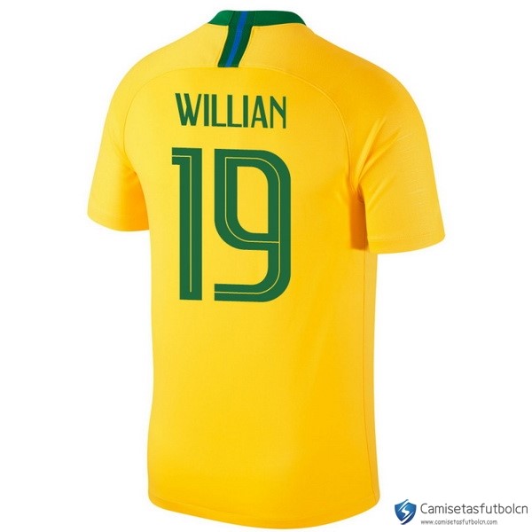 Camiseta Seleccion Brasil Primera equipo Willian 2018 Amarillo